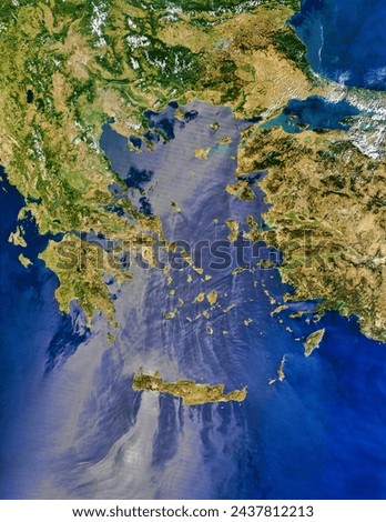 Sun glint over the Aegean Sea. . Elements of this image furnished by NASA.
