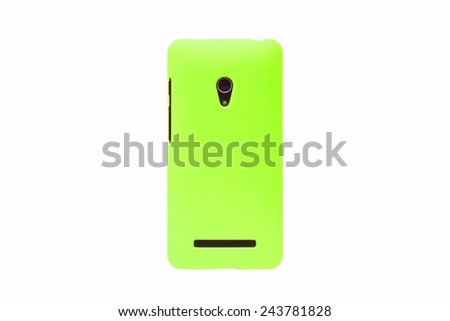 green smartphone on isolated background                                     