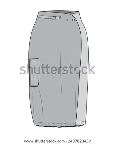 Skirt design drawing and Illustration