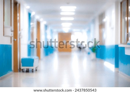 Hospital hallway, reception clinic. Unfocused background