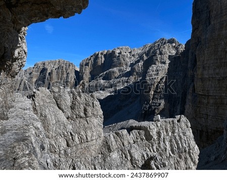 Dolomite Dreams: Via Ferrata Exploration in Adamello Brenta, Bocchette, Dolomites Royalty-Free Stock Photo #2437869907