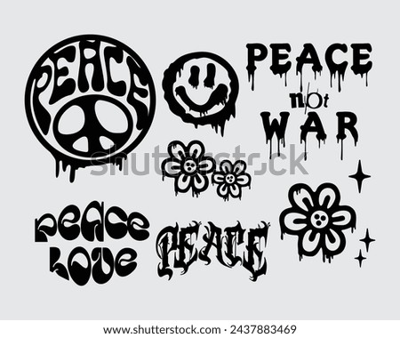 Peace love not war element text clip art illustration vector print art poster t shirt design element editable