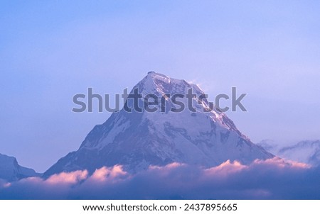 Landscape view of Mount Annapurna range in Nepal.