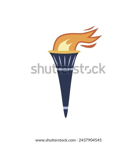 Flaming torch isolated on white background. Vector flat illustration.