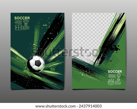 Soccer Template design , Football banner, Sport layout design, Green Theme, vector illustration ,abstract background Royalty-Free Stock Photo #2437914003