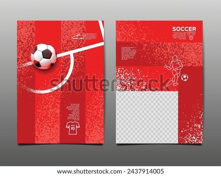 Soccer Template design , Football banner, Sport layout design, Red Theme, vector illustration ,abstract background