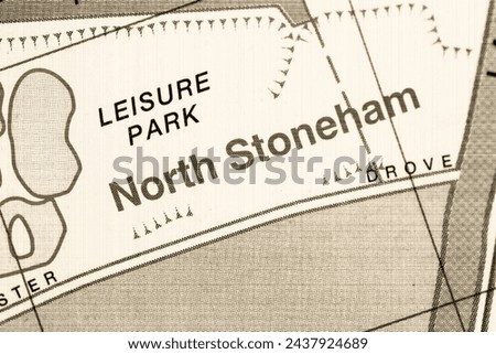 North Stoneham, Southampton in Hampshire, England, UK atlas map town name of the area in sepia