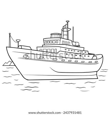 Iconic outline representation of a boat in vector format.