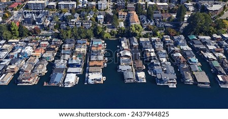  invading the water,   Photography on the environmental impact on Nature and the United States landscape of human presence, from the air,     Royalty-Free Stock Photo #2437944825