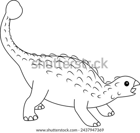Ankylosaurus coloring page. Cute flat dinosaur isolated on white background