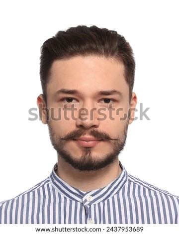 Passport photo. Portrait of young man on white background