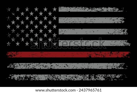 Thin Red Line Firefighter Flag Vector