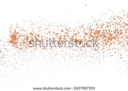 Dry aromatic cinnamon powder isolated on white, top view Royalty-Free Stock Photo #2437987393