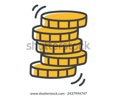 Vector isolated doodle symbol of stack of money coins.