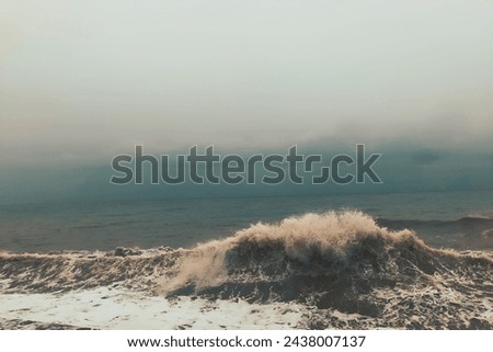 Stormy seascape with big waves