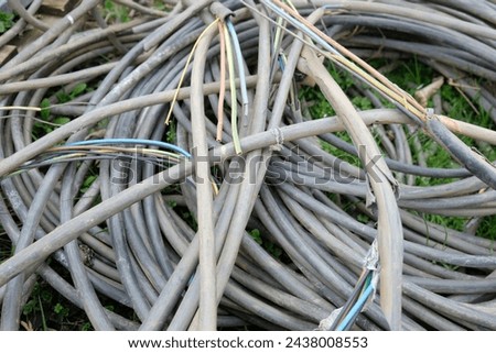 view from close to cable tangle Royalty-Free Stock Photo #2438008553