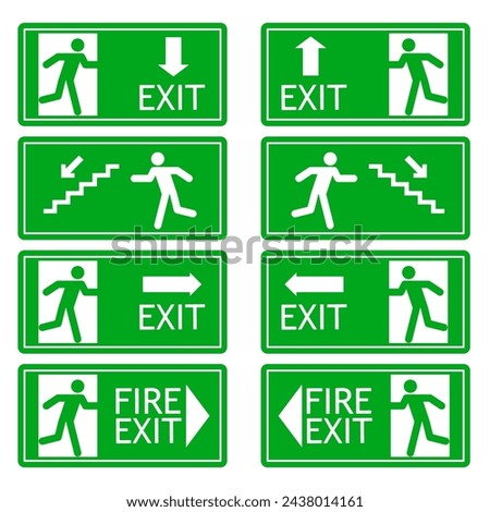 Emergency exit signs icon set clip art vevtor