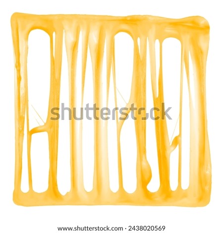 Frame of stretching delicious melted cheese isolated on white Royalty-Free Stock Photo #2438020569