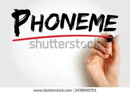 Phoneme is a unit of sound that can distinguish one word from another in a particular language, text concept background Royalty-Free Stock Photo #2438040701