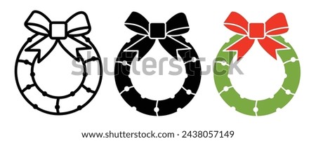 Vector Illustration of a Chic Christmas Wreath with a Bow.