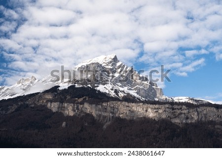 snow-covered mountain peak in spring. High quality photo