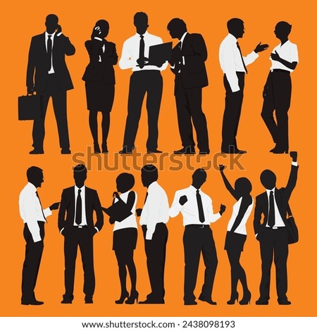 Business people. Silhouettes of people working group of standing business people vector illustration