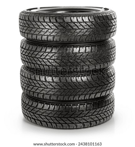 A set of tires with abstract product background.