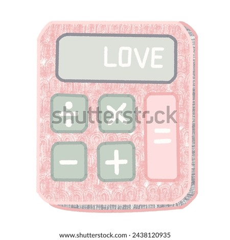 Calculator Illustration, Cute Calculation Stickers, Accountancy Clip Art, Business Icons, Economy Earning Doodle, Valentines Day Hand Drawn, Love Heart Shape Cartoon