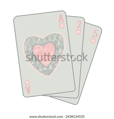 Card Decks Illustration, Poker Games Stickers, Cute Clip Art, Aces Icons, Valentines Day Vector, Love Hand Drawn, Heart Shapes Doodles, Cartoon