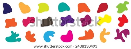 Organic colorful blob shape isolated on transparent background. Abstract fluid shapes vector set, simple decoration forms. Vector illustration