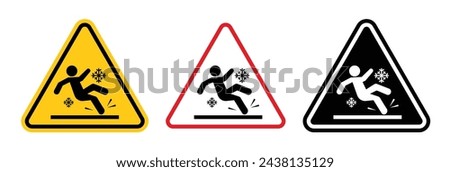 Ice Slippery Surface Warning. Caution Sign for Snow and Ice Hazards. Alert for Slippery Road Conditions. Royalty-Free Stock Photo #2438135129
