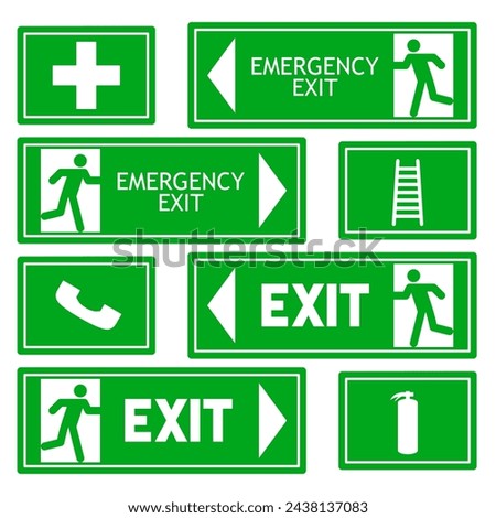 Emergency exit signs icon set clip art vector