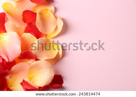 Beautiful hand made post card with rose petals 