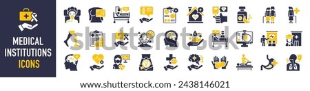Medical institutions icon set. Health care service symbol collection. Vector icons illustration.