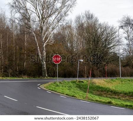 Road crossing with stop sign