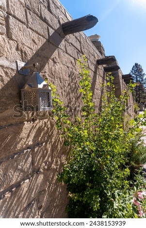 Bandelier National Monument, New Mexico. Former Frijoles Canyon Lodge is now Sirphey at Bandelier, a restaurant located near the park visitor center in Frijoles Canyon. Royalty-Free Stock Photo #2438153939