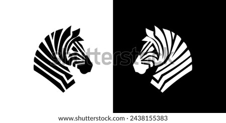 Vector illustration of a zebra portrait in a minimalist style for a logo