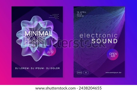 Edm Set. Psychedelic Disco Illustration. Festival Vector. Party Trance Graphic. Green Dj Design. Discotheque Banner. Blue Techno Poster. Pink Edm Set Royalty-Free Stock Photo #2438204655