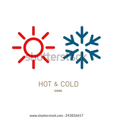 Hot and cold sun and snowflake icons Royalty-Free Stock Photo #243826657