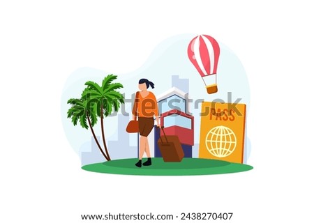 Vacation Traveler Flat Design Illustration