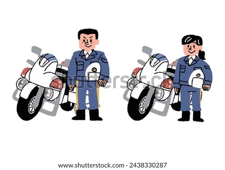 Clip art set of motorcycle policeman man and woman
