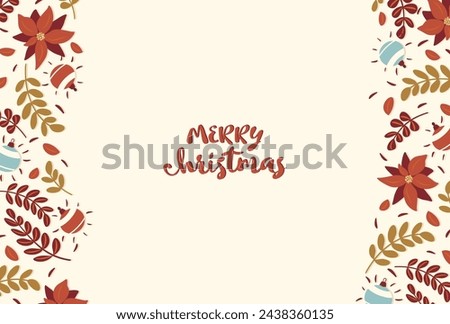 Cute handmade Christmas background with traditional New Year icons