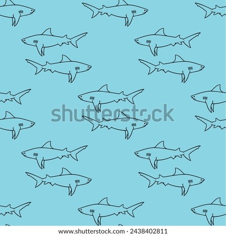 Seamless pattern with sharks on dark background