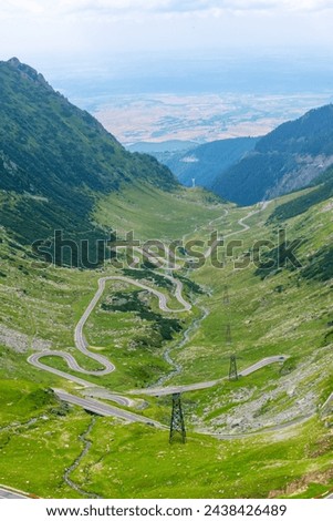 Unusual view of a winding road in the mountains