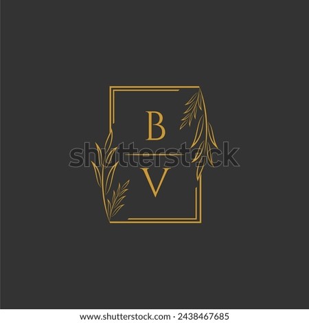BV initial monogram wedding with creative square line