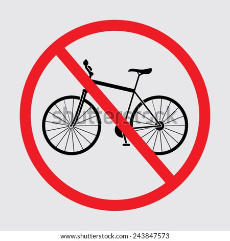 Vector sign no bicycle  on a grey background