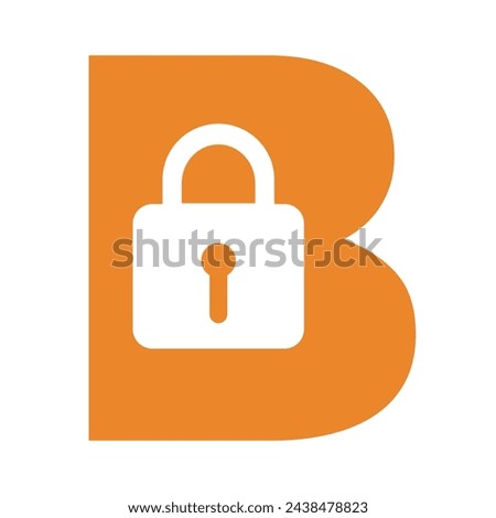 lock logo combine with letter B vector template