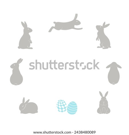 Easter bunnies, painted eggs circular frame with copy space on transparent. Flat style design, isolated vector. Easter holiday clip art, seasonal card, banner, poster, element