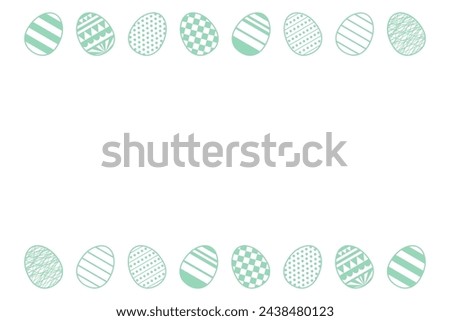 Painted Easter eggs frame, border with copy space on transparent. Line art style design, isolated vector. Easter holiday clip art, seasonal card, banner, poster, element