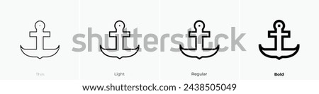 anchor icon. Thin, Light Regular And Bold style design isolated on white background